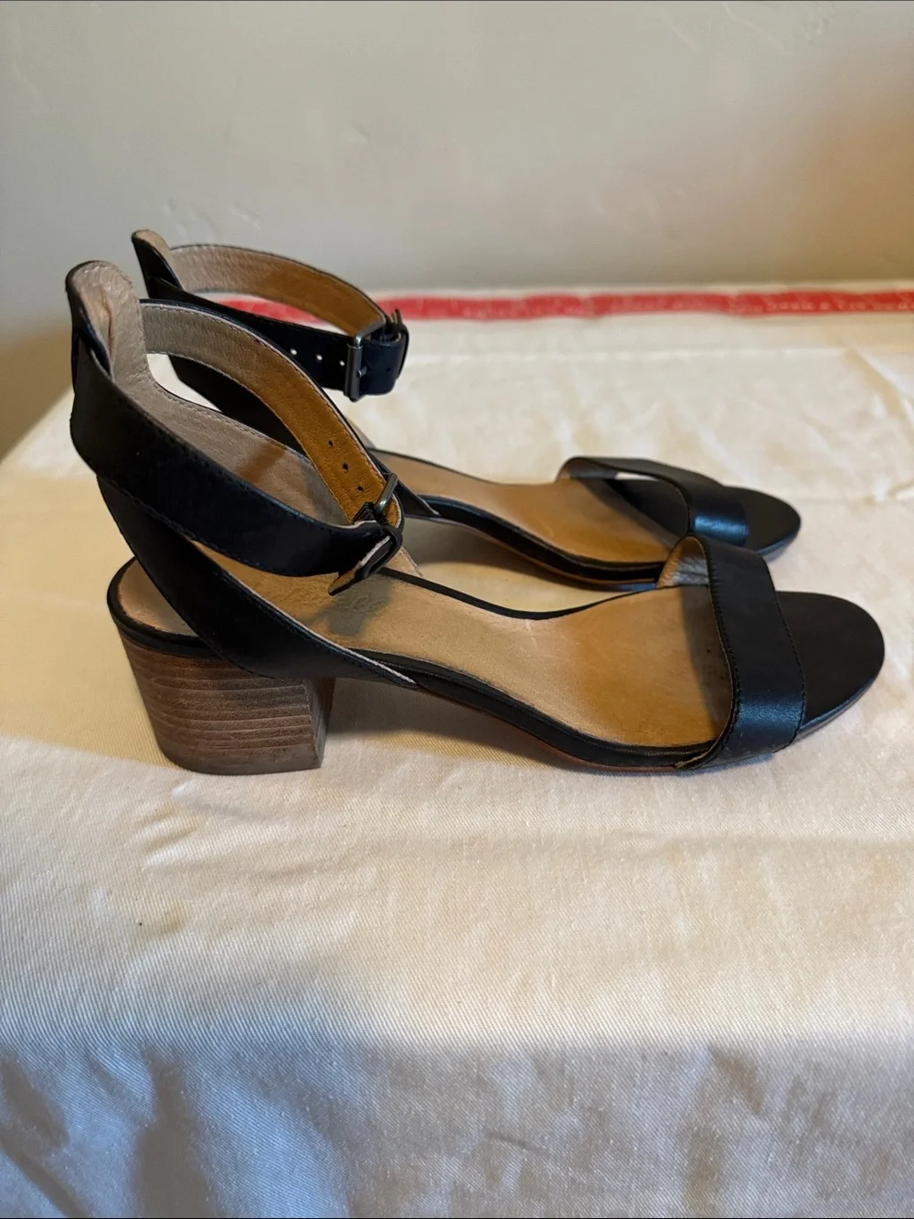Madewell black sandals with ankle straps